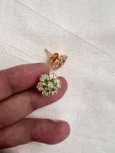 Gold polish zircon and emerald studs-Earrings-CI-House of Taamara