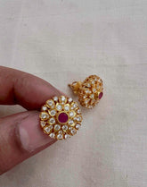 Gold polish zircon and ruby studs-Earrings-CI-House of Taamara
