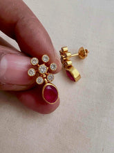 Gold polish zircon and ruby studs-Earrings-CI-House of Taamara