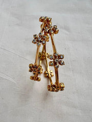 Gold polish zircon bangles, PAIR, 2.3-Silver Bracelet-CI-House of Taamara