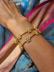 Gold polish zircon bangles, PAIR, 2.3-Silver Bracelet-CI-House of Taamara