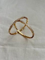 Gold polish zircon bangles, PAIR, 2.7-Silver Bracelet-CI-House of Taamara