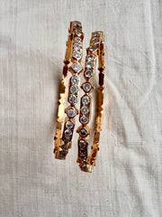 Gold polish zircon bangles, PAIR, 2.7-Silver Bracelet-CI-House of Taamara