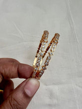 Gold polish zircon bangles, PAIR, 2.7-Silver Bracelet-CI-House of Taamara