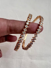 Gold polish zircon bangles, PAIR, 2.7-Silver Bracelet-CI-House of Taamara