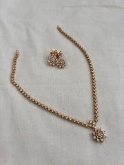 Gold polish zircon necklace with earrings, SET-Silver Neckpiece-CI-House of Taamara