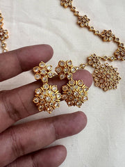 Gold polish zircon necklace with earrings, SET-Silver Neckpiece-CI-House of Taamara