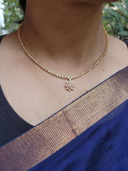 Gold polish zircon necklace with earrings, SET-Silver Neckpiece-CI-House of Taamara