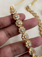 Gold polish zircon necklace with earrings, SET-Silver Neckpiece-CI-House of Taamara