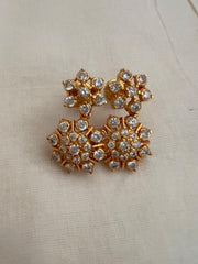 Gold polish zircon necklace with earrings, SET-Silver Neckpiece-CI-House of Taamara