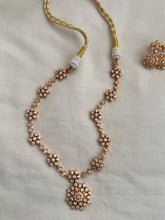 Gold polish zircon necklace with earrings, SET-Silver Neckpiece-CI-House of Taamara
