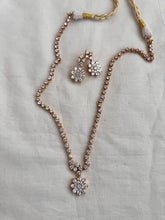 Gold polish zircon necklace with earrings, SET-Silver Neckpiece-CI-House of Taamara