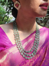 Green jade beads with pink ruby beads necklace-Silver Neckpiece-PL-House of Taamara