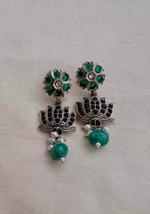 Green kemp lotus hangings-Earrings-CI-House of Taamara