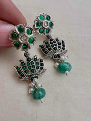 Green kemp lotus hangings-Earrings-CI-House of Taamara