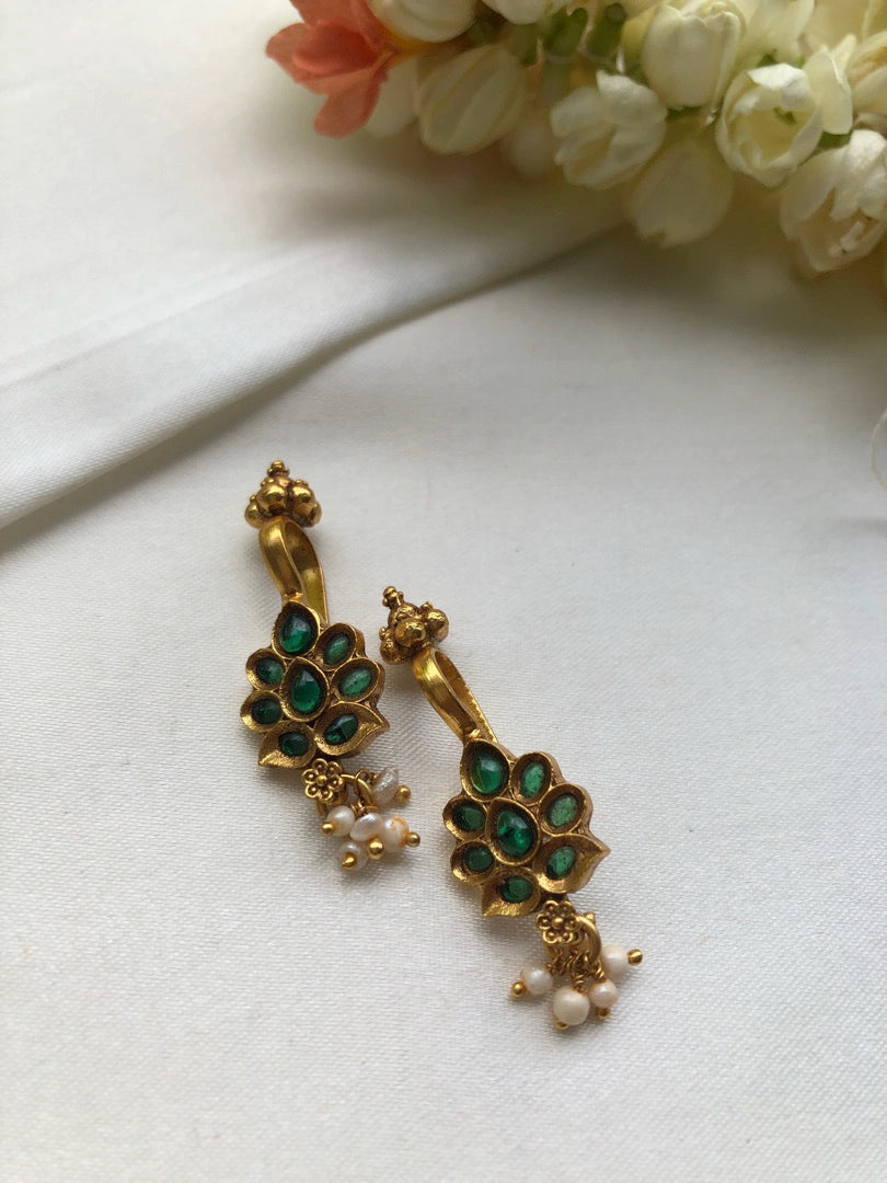 Green stone bugadi-Earrings-PL-House of Taamara