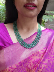 Green triangle beads mala-Silver Neckpiece-PL-House of Taamara