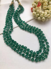Green triangle beads mala-Silver Neckpiece-PL-House of Taamara