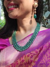 Green triangle beads mala-Silver Neckpiece-PL-House of Taamara