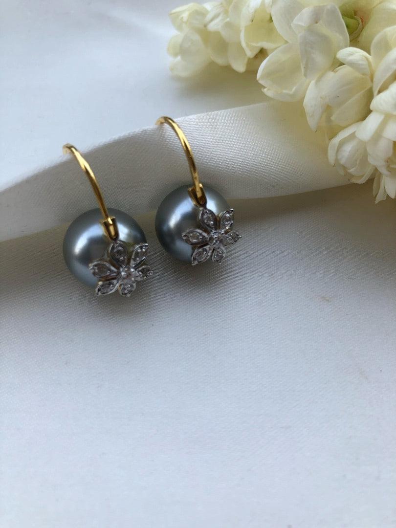 Grey Pearl earrings-Earrings-PL-House of Taamara