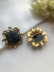 Grey onyx square with antique polish studs-Earrings-PL-House of Taamara