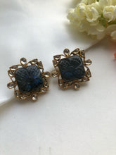 Grey onyx square with antique polish studs-Earrings-PL-House of Taamara