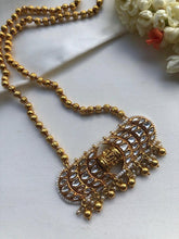 Gundu mala necklace with kundan pendant-Silver Neckpiece-pl-House of Taamara