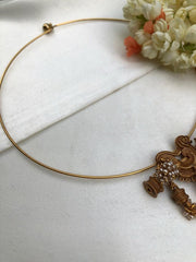 Hasli with Peacock & coral pendant-Silver Neckpiece-pl-House of Taamara