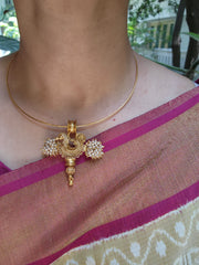 Hasli with Peacock pendant with bobin & pearls bunch-Silver Neckpiece-pl-House of Taamara