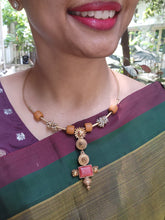 Hasli with vintage style coral beads & pearls bunch pendant-Silver Neckpiece-PL-House of Taamara