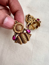 Antique Gold polish ruby studs