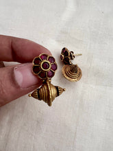 Antique Gold polish ruby studs