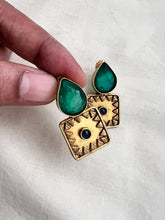 Antique Gold polish emerald studs