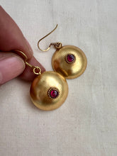 Antique Gold polish ruby hook earrings