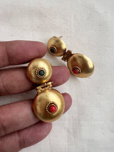Antique Gold polish coral and emerald hangings