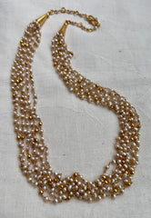 Multilayer Gold polish pearls and beads chain