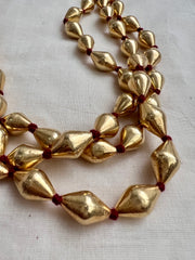Gold polish three layer dholki beads chain