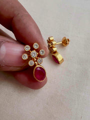 Gold polish zircon and ruby studs