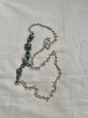 Blue stone with nakash & pearls side mope long chain