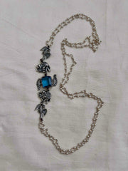 Blue stone with nakash & pearl side mope long chain