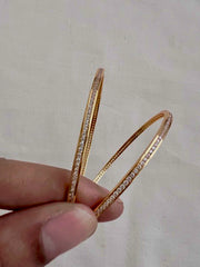 Gold polish cubic zircon bangles, PAIR