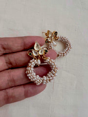 Gold polish kundan studs with pearls