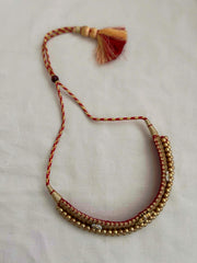 Antique gold polish thussi necklace with jadau motifs