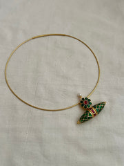 Gold polish hasli with ruby & emerald tawiz pendant