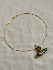 Gold polish hasli with ruby & emerald tawiz pendant