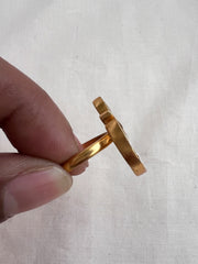 Gold polish kundan adjustable ring