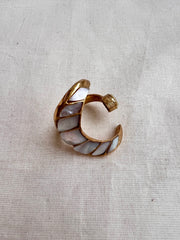 Gold polish mother of pearl ring