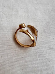 Gold polish mother of pearl ring