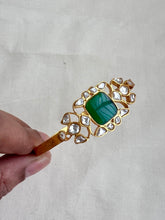 Gold polish kundan and emerald kada