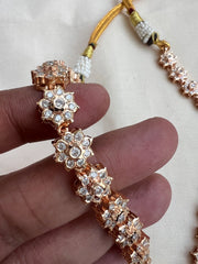 Rose gold polish zircon necklace with ruby stone